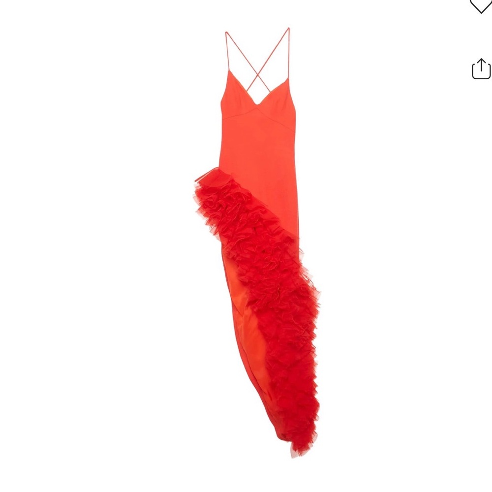 David Koma Elegant Red Ruffle Dress